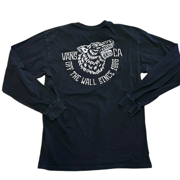 Vans Off the Wall Black Long Sleeve Cotton T Shirt in Adult Medium - Picture 1 of 5
